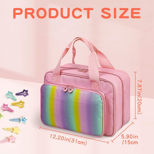 Hair Accessories Organizer for Girls, Hanging Hair Bow Storage Bag for Girls Hair Clips, Travel Organizer With Hair Clips, Headbands, Scrunchies & Ties - Empty Bag (Pink)