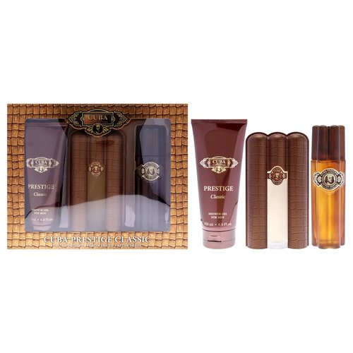 Cuba Prestige Classic for Men - 3 Pc Gift Set 3oz EDT Spray, 6.7oz Shower Gel, 3.3oz After Shave
