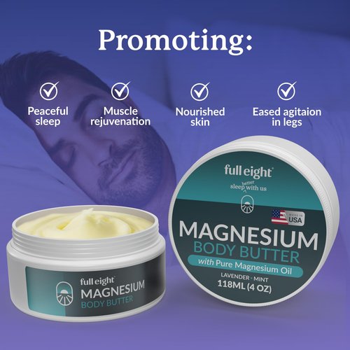 Full Eight Magnesium Body Butter with Pure Magnesium Oil – For Stiff Legs & Tight Muscles – Rub for Leg Cramps, Muscle Soreness, Improved Sleep, & Foot Revitalization – 4oz