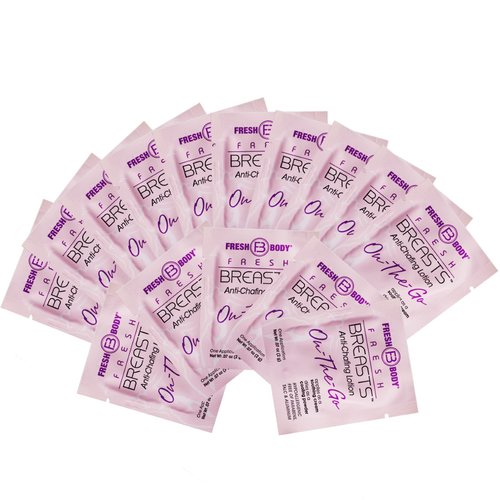Fresh Body FB Breasts On-The-Go Anti-Chafing Deodorant Lotion to Powder - Unscented, 0.07 oz Travel Size (60 Pack) Soothing Lotion for Women - No Talc, Aluminum or Fragrance
