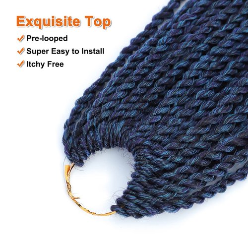 NAYOO Crochet Hair Senegalese Twist, 28 Inch 8 Packs Small Crochet Hair, 35 Strands/Pack Crochet Braids Hair for Black Women, Crochet Twist Hair Hot Water Setting (28 Inch, 1B/Purple/Blue)