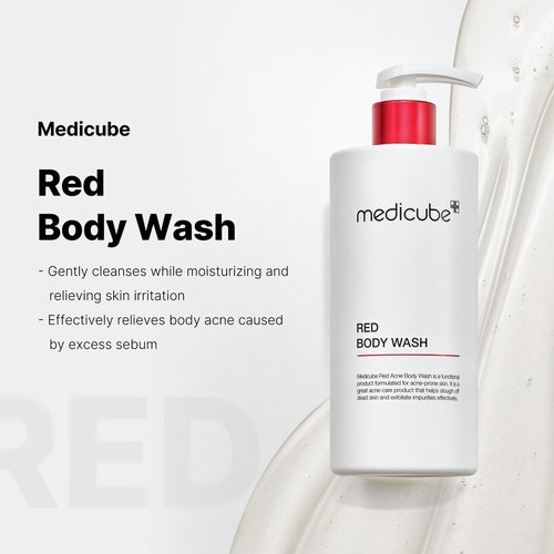medicube red glow body essentials: Red Body Peeling Shot Body Spray Cleanser and Red Body Wash