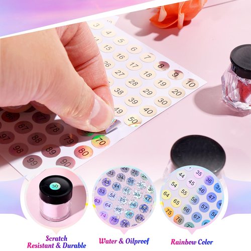 Simarro 12 Sheets Number Stickers (1-400), Self-Adhesive Waterproof Round Stickers for Organizing Nail Polish Bottle, Nail Sample Stick, Lipstick