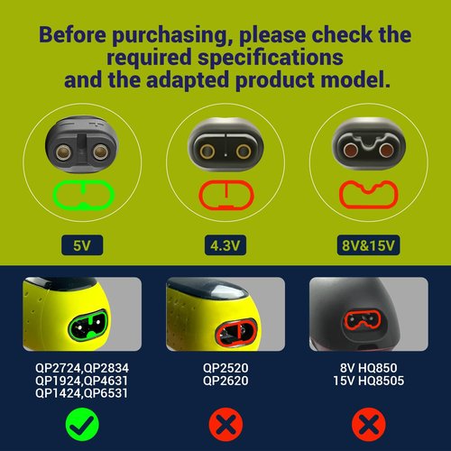 5V One Blade Charger Compatible with Philips Norelco Shaver 2400 2600 X3001/90 OneBlade QP2724 QP2834 MG5910 MG7910 MG9510 X5006 Electric Beard Shaver Power Adapter USB Charging Cable