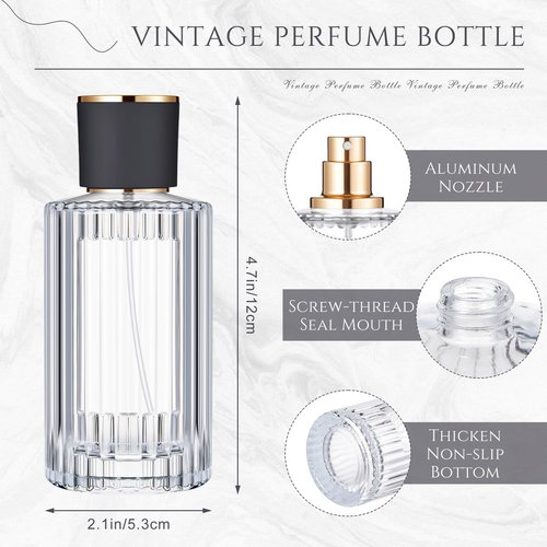 Teenyyou 6 Pcs 100 ml Perfume Cologne Bottles Empty Refillable Travel Glass Chic Empty Perfume Spray Bottles Decorative Set for Men Women Portable Dispenser Fragrance Container Set