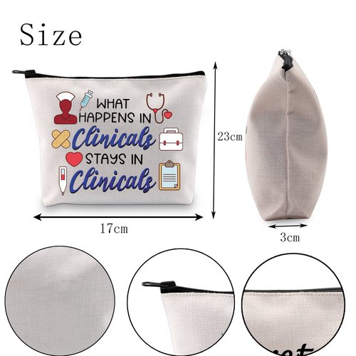 POFULL Nursing Clinical Instructor Gift What Happens in Clinicals Stays in Clinicals Cosmetic Bag Medical Gift (What Happens bag)