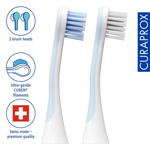 Curaprox Hydrosonic Brush Heads Sensitive Duo – for Gentle Gum Care & Daily Cleaning | Sonic Toothbrush Replacement Heads, 2-Pack | Swiss Made