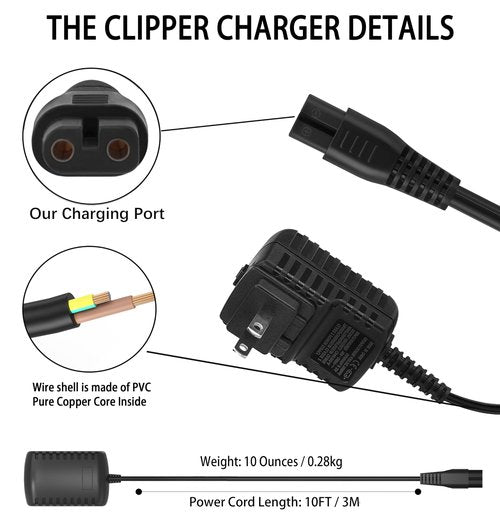 Kaynway Charger for BabylissPRO Barberology Cordless Clippers, Replacement Clipper Charger Cord for BabylissPRO FX870 FX788 FX787 FXSSM FX820 FX726 FX825 Outlining Trimmer