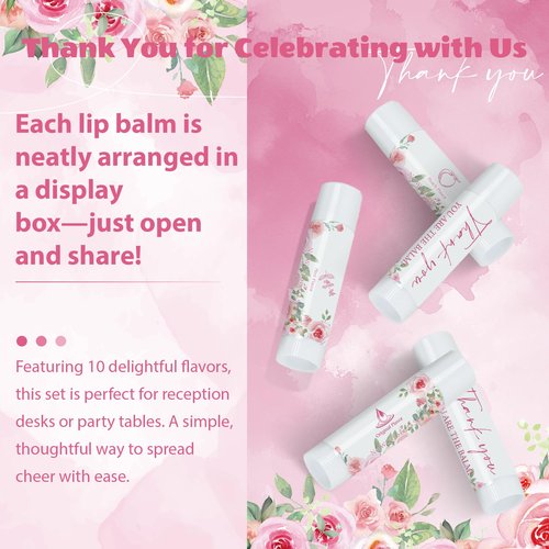 ElasignShopo 50 Pack Moisturizing Lip Balms in Bulk Floral Flower Wedding Gifts Reception Ideas Party Favors Thank You For Celebrating With Us Baby Shower Birthday Gift You Are The Balm Beeswax