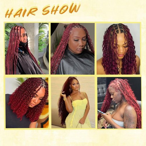 Human Braiding Hair for Boho Braids 16 Inch 110g 2 Bundles/Pack Deep Wave 12A Curly Brazilian Virgin Hair Extensions No Weft Knotless Bulk 1B Black (Deep Wave - 99j, 16 Inch - 110g)