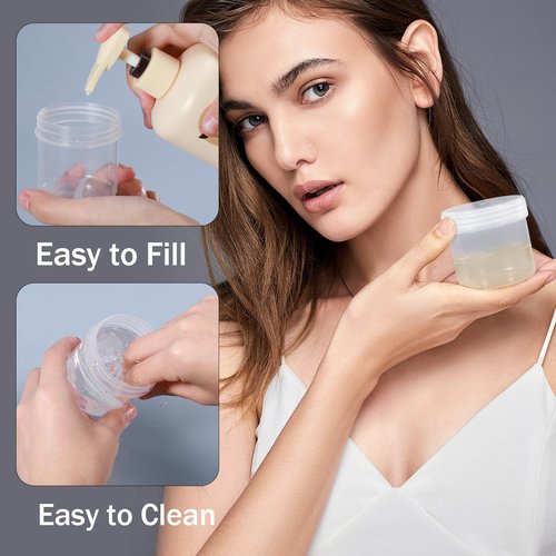 ASEVAT 6 Pack Airtight Plastic Jars, Leak-Proof Travel Size Jar | Refillable Cosmetic Containers for Creams, Lotions, TSA-Approved Clear Jars with Secure Lids (clear)