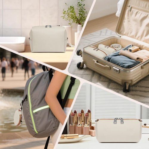 Joyway 10PCS Travel Makeup Bag Set, Large Capacity Cosmetic Bags for Women Girls, Waterproof Portable Toiletry Bag Organizer Make up Bag, Can be fitted with suspenders(White)