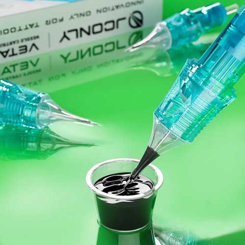 JCONLY VETAR TATTOO CARTRIDGE NEEDLES - 20Pcs Tattoo Needles #10 Bugpin 23 Curved Magnum Tattoo Cartridges 1023CML Tattoo Needles Diameter 0.30mm Long Taper 5mm Cartridges