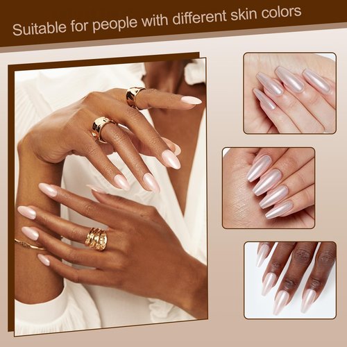 Artdone 2 Jars Chrome Nail Powder White and Gold Pearl,Iridescent Aurora Powder Metallic Mirror Effect Pigment Pearlescent Mermaid Pearl Glitter Dust Kit (White and Gold)