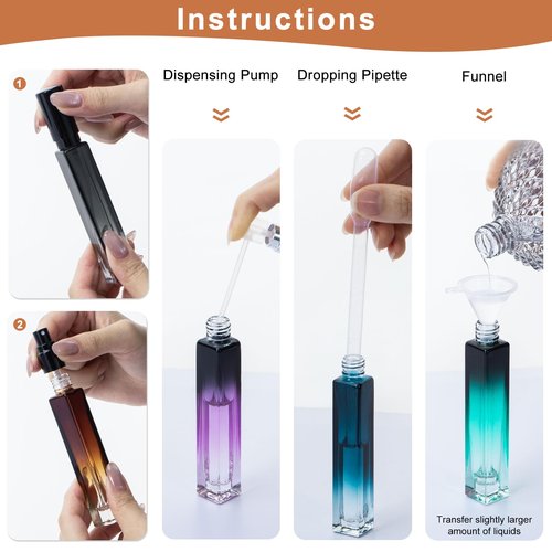10ML Perfume Travel Refillable Spray Bottles 5pcs Set, Mini Glass Perfume Bottle Empty, Portable Cologne Atomizer Sprayer Travel Size Containers Refill Bottles Kit for Toiletries Sample Dispenser
