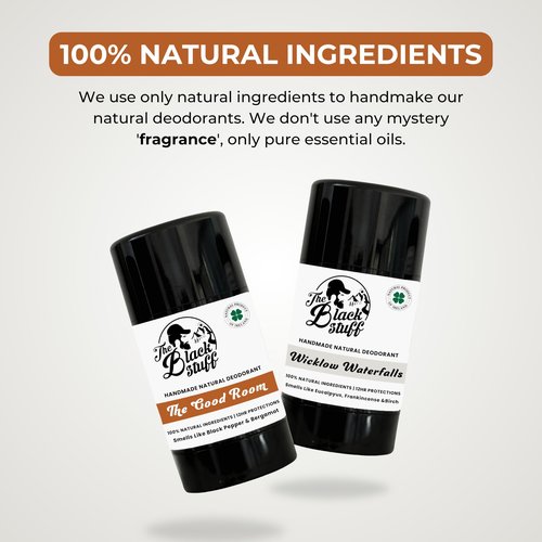 The Black Stuff Natural Deodorant with Kaolin Clay & Clove Aluminum Free Deodorant for Men for Long-Lasting Freshness, The Good Room & Wicklow Waterfall Mens Deodorant (Pack of 2)