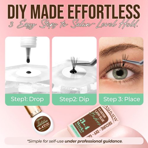 LASHVIEW Lash Cluster Glue & Remover Kit Strong Hold 3-4 Weeks Long-Lasting, Waterproof Formula, Includes DIY Lash Supplies, Easy at-Home Removal