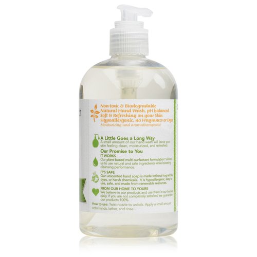Natural Flower Power Liquid Hand Soap – Plant-Derived and Bio-Based Formula – Sulfate-Free, pH-Balanced, Vegan – 3 Pack - Free & Clear Unscented – 3 x 12 oz