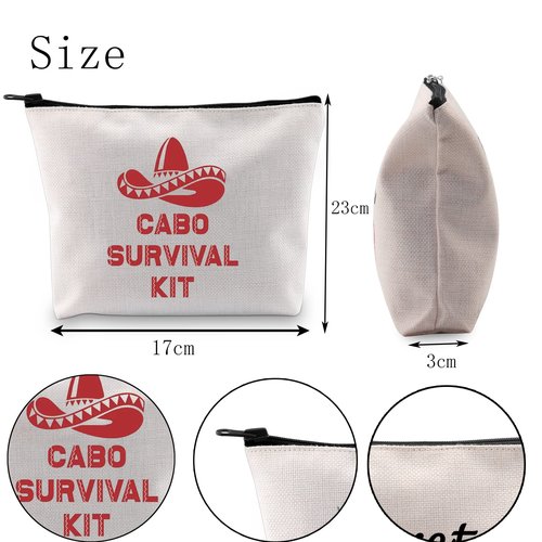 POFULL Cabo Mexico Bachelorette Party Gift Wedding Party Cosmetic Bag Cabo San Lucas Gift Cabo Survival Kit Zipper Makeup Bags Travel Toiletry Bag Accessories (cabo bag)
