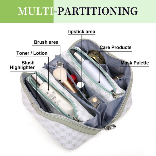 BOYATU Travel Makeup Bag for Women Organizer: Cosmetic Bag - Large Capacity Toiletry Bag 02-Light Green