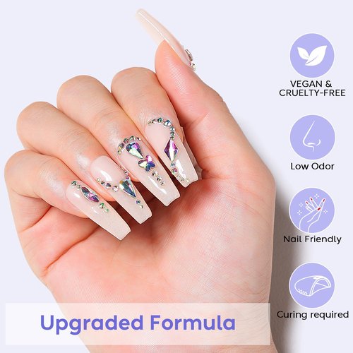 AIMEILI Hema Free Nail Rhinestone Glue for Nails, Cruelty Free, Vegan, Gel Nail Glue for Nail Charms Decoration