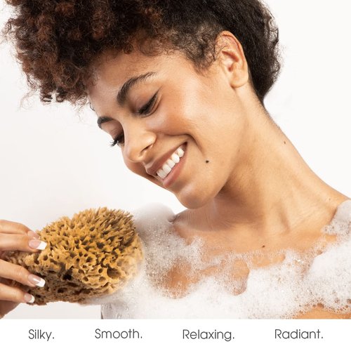 Naroa Soft Natural Sponge X Large | Gentle Sea Loofah for Bathing Smooth Skin | Unbleached Shower Body Scrubber Puff | Bath & Spa