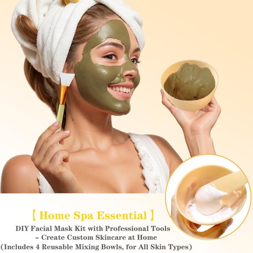 Bigwinyep 6Pcs Silicone Bowls, Silicone Facial Mask Bowl, DIY Face Mask Mixing Bowl for Home Salon Spa Face Skin Applicator Bowl Esthetician Supplies, Yellow