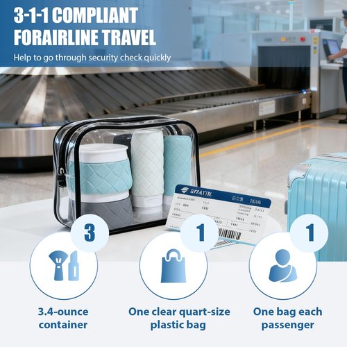 ploimyur Clear Makeup Bag, 2 Pack TSA Approved Toiletry Bag for Travel Size Toiletries, Quart Size Clear Cosmetic Organizer bag for Women Men, Carry on Airport Airline Compliant Bag(Black-2pcs)