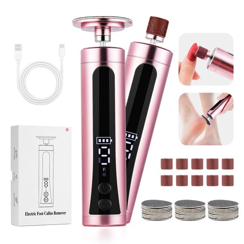 Rechargeable Callus Remover for Feet: Electric 2-in-1 Pedicure Tools - Foot File Grinder LCD Display 9 Adjustable Speeds 2 Sanding Heads 30 Sanding Paper