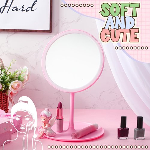 DoubleFill 6 Pcs Spa Party Mirror Spa Party Supplies Sleepover Favors Accessory Make up Table Mirror for Sleepover Slumber Birthday Favors Adult Women Gift(Pink)
