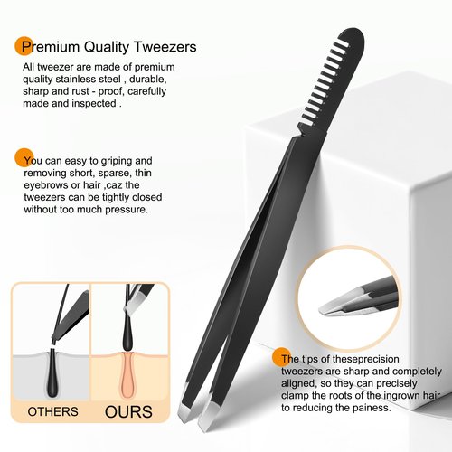 Tweezers Set,Precision Tweezers for Eyeborw Facial Hair Ingrown Hair Splinter Removal,Tweezers and Nail Clippers Set,Travel Nail Clippers Kit with Tweezer Manicure Tool, Grooming Kit Gifts for Men