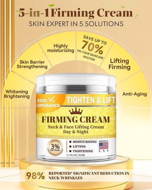 3% Retinol Cream Face Moisturizer, Anti Aging Neck Firming Cream with Collagen, Day & Night Face Cream with Hyaluronic Acid, Lifting & Tightening Wrinkle for Women & Men (1.51 Fl Oz (Pack of 1))