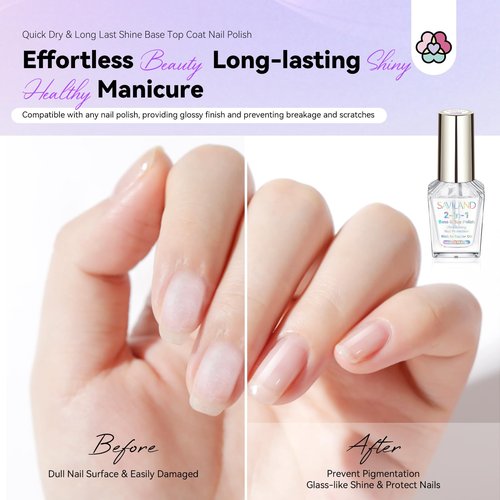 SAVILAND Nail Polish: 12 Neon Bright Nail Polish Kit and 2 in 1 Base Top Nail Polish Coat for Finger Toe Nail Art Home