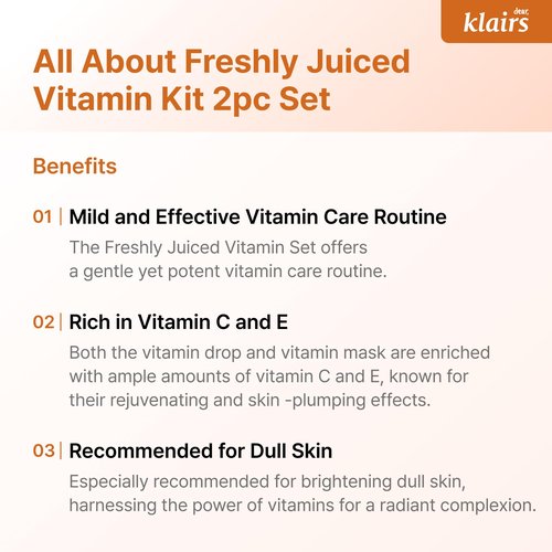 DearKlairs Ultimate Kit for Revitalizing Dull Skin, 2 Step Freshly Juiced vitamin Set, Vitamin Care Routine