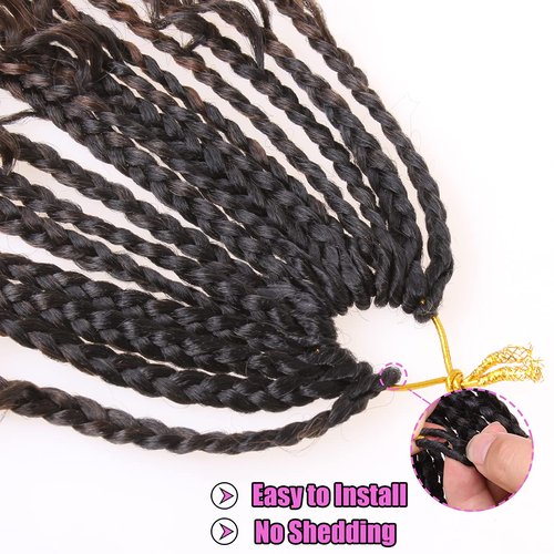 COOKOO 22 Inch Goddess Box Braids Crochet Hair for Women 8 Packs Synthetic Hippie Pre Looped Bohemian Boho Box Braids With Curly Ends Twist Braiding Hair 53#