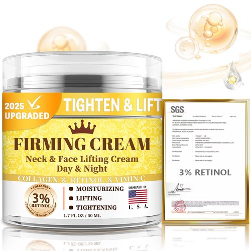 3% Retinol Cream Face Moisturizer, Anti Aging Neck Firming Cream with Collagen, Day & Night Face Cream with Hyaluronic Acid, Lifting & Tightening Wrinkle for Women & Men (1.51 Fl Oz (Pack of 1))