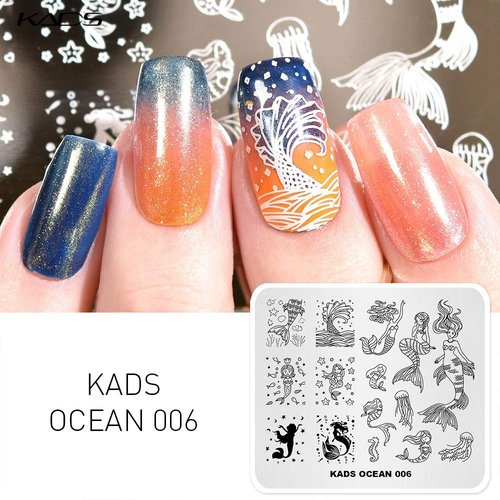 KADS 5Pcs Nail Stamp Plates Set Nails Art Stamping Plate Set Nail Plate Template Image Plate Ocean Series