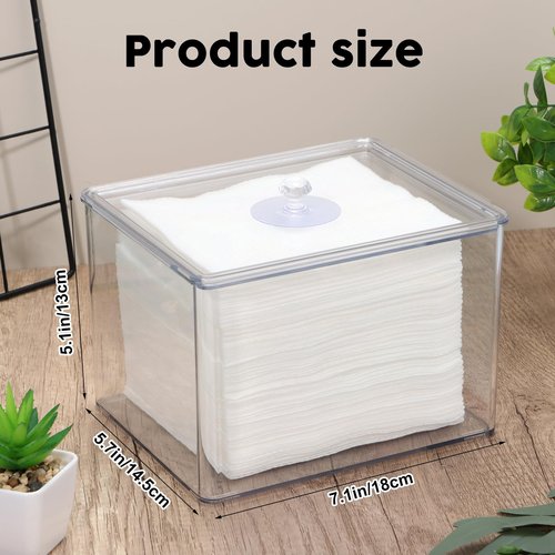 Rainmae Disposable Face Towel Holder with Lids, Disposable Face Towel Holder Bin, Face Napkins Storage Case, Custom Made for Clean Skin Club Face Towels Holder for Home and Makeup Organization