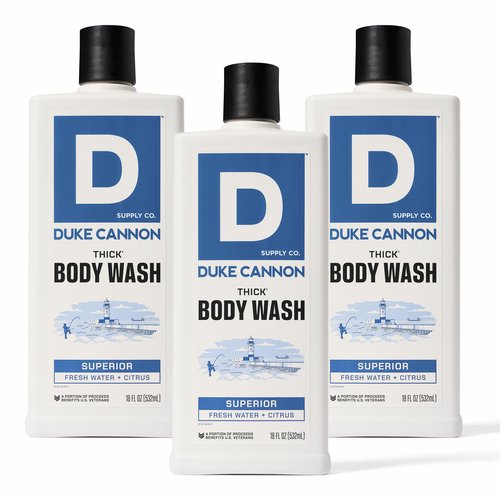 Duke Cannon Thick Body Wash - Superior, Men’s Premium Body Wash, Deep Clean, Refreshing Scent, Large 18oz Bottle, Sulfate-Free, Moisturizing Formula (3 Pack)
