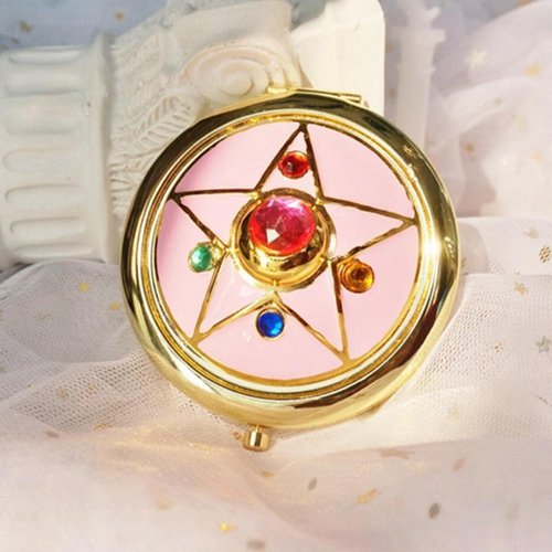 YFSAN Travel Compact Mirror, Anime Makeup Star Foldable Mirrors, Cosplay Prop, Portable Pocket Cosmetic Makeup Folded Mirror for Women Girls Friends (7cm)