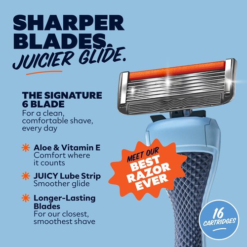 Dollar Shave Club | 6 Blade Razor Refills (16 Pack) | 6 Stainless Steel Blades for a Close & Comfortable Shave