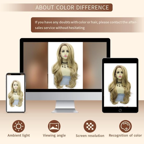 Honey Blond Lace Front Wigs for Women Long Wavy Blonde Synthetic Lace Front Wig Ombre Highlight Hd Lace Frontal Wigs Pre Plucked 24 Inch Body Wave Real Hair Glueless Heat Resistant Daily Wear Use