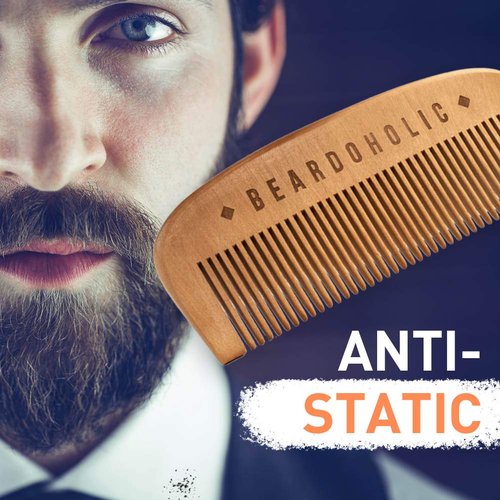 Beardoholic Beard Balm and Comb Set – 100% All Natural, 100% Pearwood Hand Made Design – Anti-Static, Eliminates Tangles and Ingrown Hairs, Itch and Dandruff – Style Beard With Ease