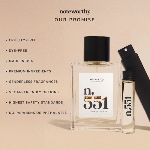 Noteworthy n,551 Santal Cashmere Eau De Parfum – Lily of the Valley, Amber, Sandalwood | Long-lasting Unisex Perfume for Women & Men (Travel)