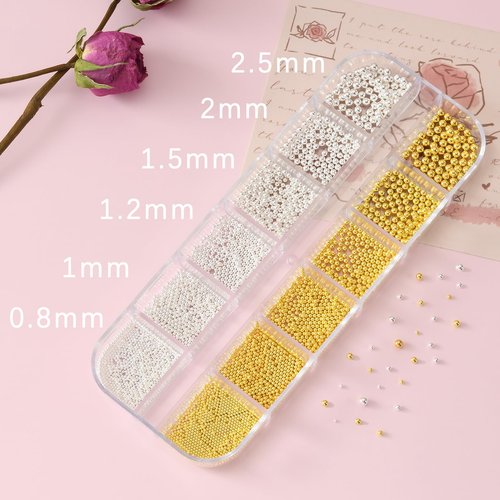OPMADM 3 Boxes Nail Charms and Gems Nail Art Charms Charms for Nails Design Rhinestones for Nails Caviar Beads Pearls