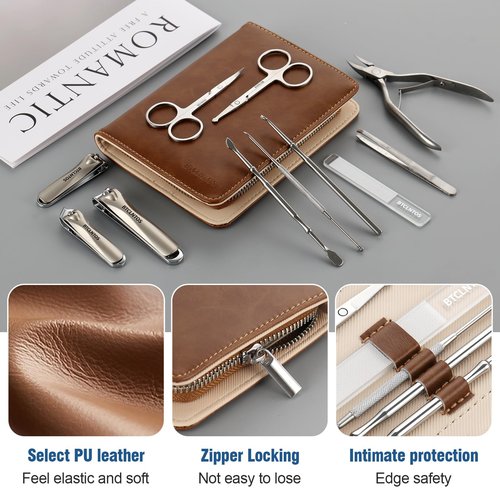 Duo La Me Stainless Steel Nail Clippers Toenail ingrown Clipper Set 15in 1 Pedicure Personal Care Tool Thick toenail Nail File Foot File Cuticle Remover-Heel Scraper and Foot Scrub Cuticle Remover