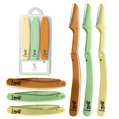 SNS Collections Eyebrow Razor - Premium Facial Hair Remover for Women, Smooth Dermaplaning Tool, Gentle & Safe, Stainless Steel, Compact Design for Travel & Daily Use (3-Pack)