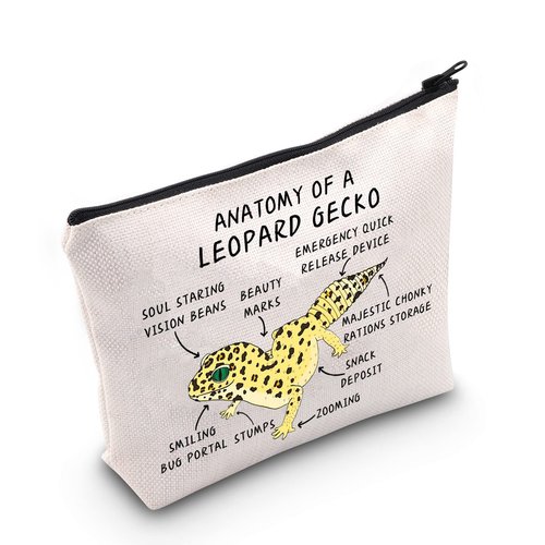 G2TUP Leopard Gecko Lover Gift Anatomy Of A Leopard Gecko Makeup Bag L-eopard G-ecko Mom Cosmetics Bag Pet Lizard Reptile Lover Gifts