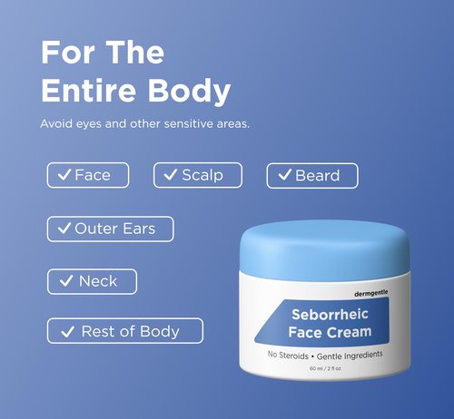 Seborrheic Face Cream for Dry Skin - Hydrates & Supports the Skin Barrier with MCT Oil, Squalane - Moisturizing Face, Scalp and Body Cream for Sensitive Skin - No Steroids, Gentle Ingredients