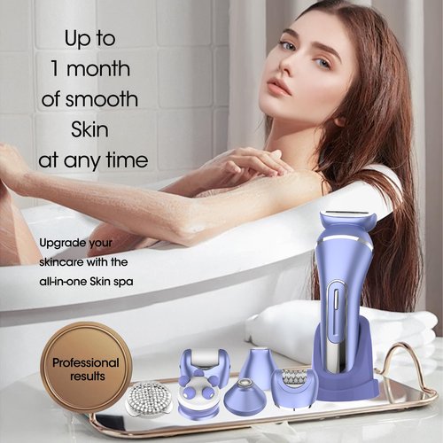 Qreeyx Epilator for Women, 7 in 1 Hair Removal for Women, Body Shaver, Bikini Trimmer, Face Razor, Facial Brush, Face Massage, Foot Callus Remover, IPX7 Waterproof Electric Shavers, Ideal Female Gift